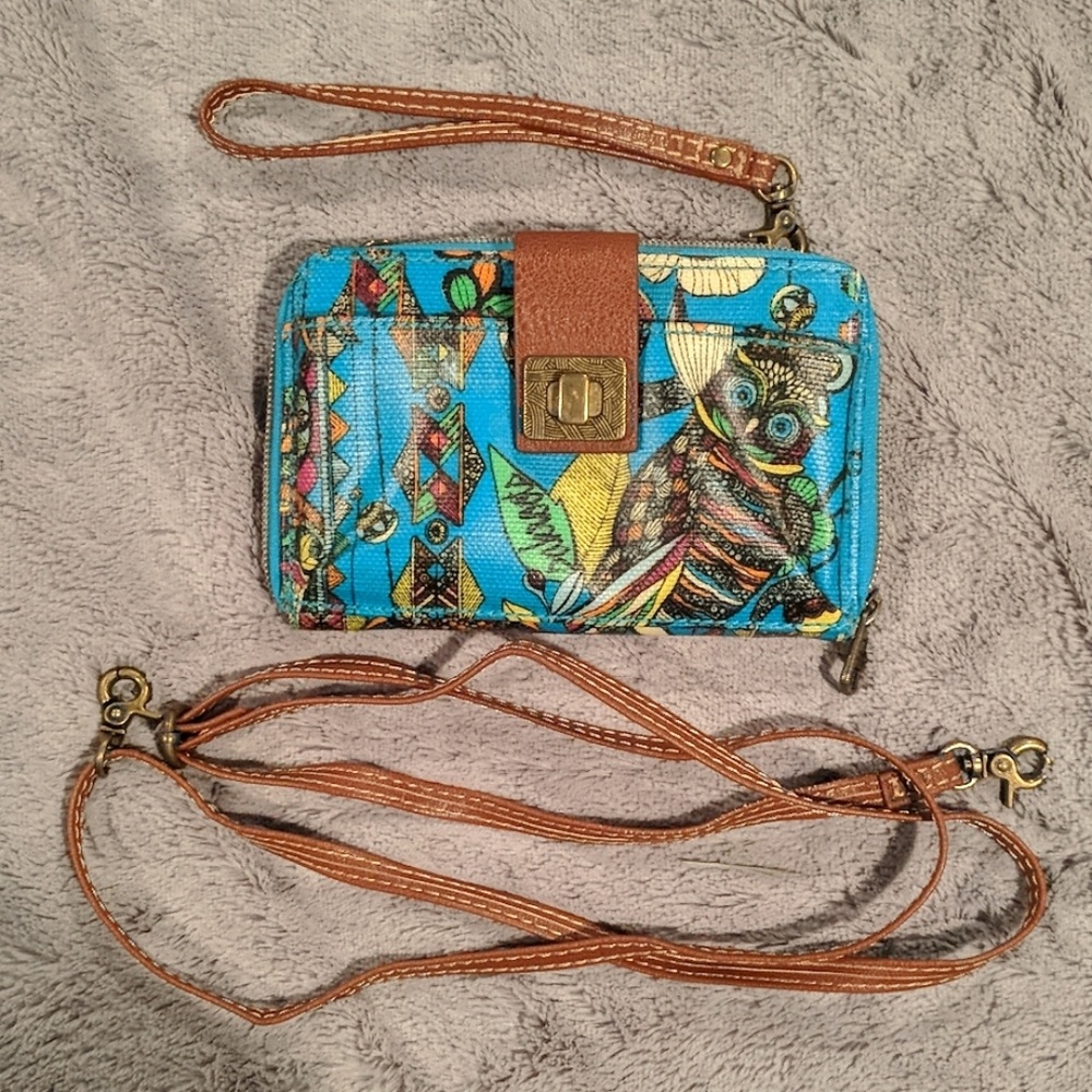 Sakroots owl crossbody or wristlet